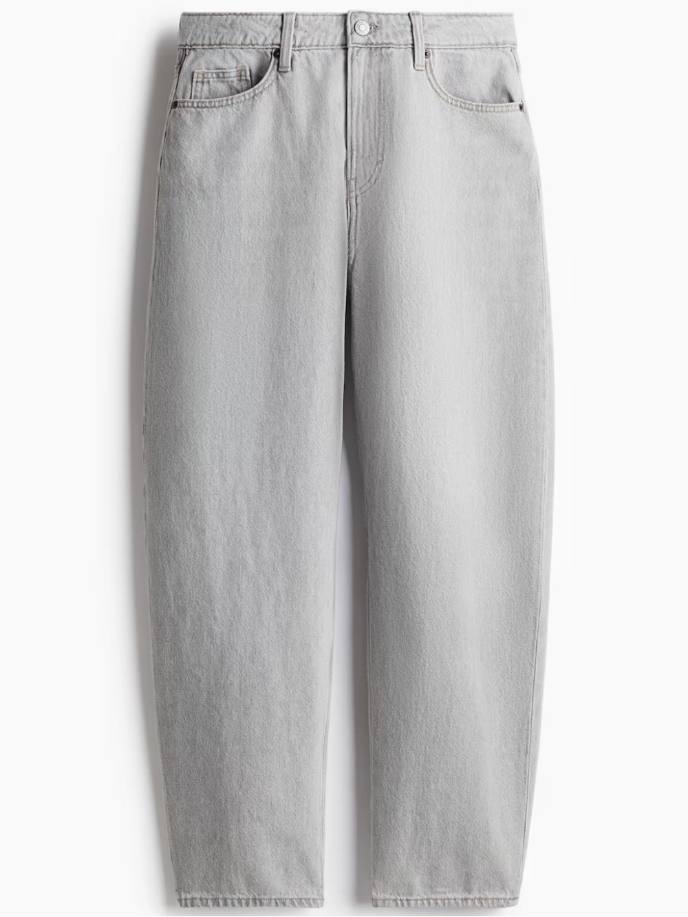 H&M High Rise Barrel Leg Jeans Light Gray Denim Size 2